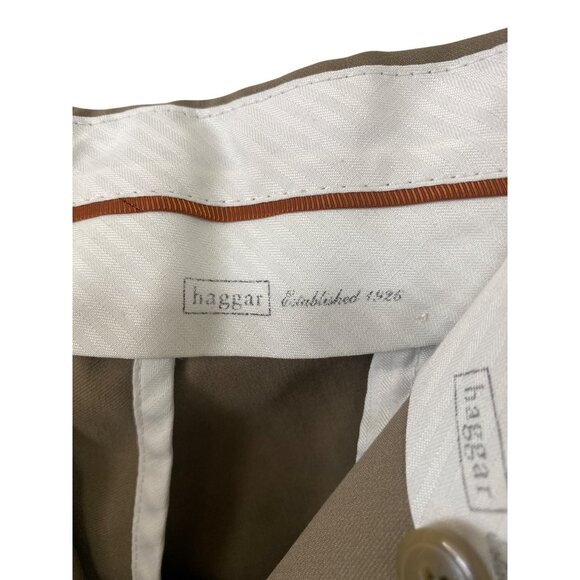 Haggar Mens Classic Fit Dress Pants 38x29 Khaki Flat Front Wrinkle Resistant Pol - Picture 3 of 6